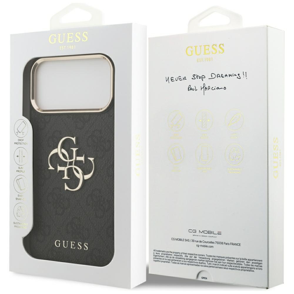 Guess 4G Big 4G Classic Logo Case for iPhone 17 Pro Max - Black and Goldeng