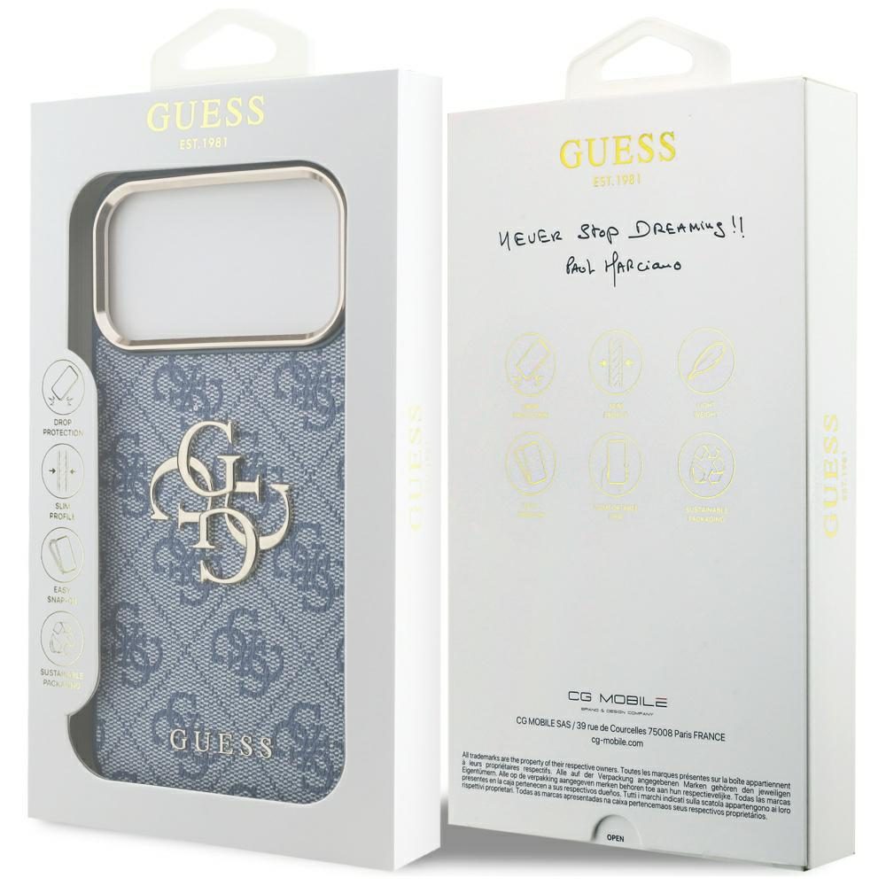 Guess 4G Big 4G Classic Logo Case for iPhone 17 Pro Max - Blue and Goldeng