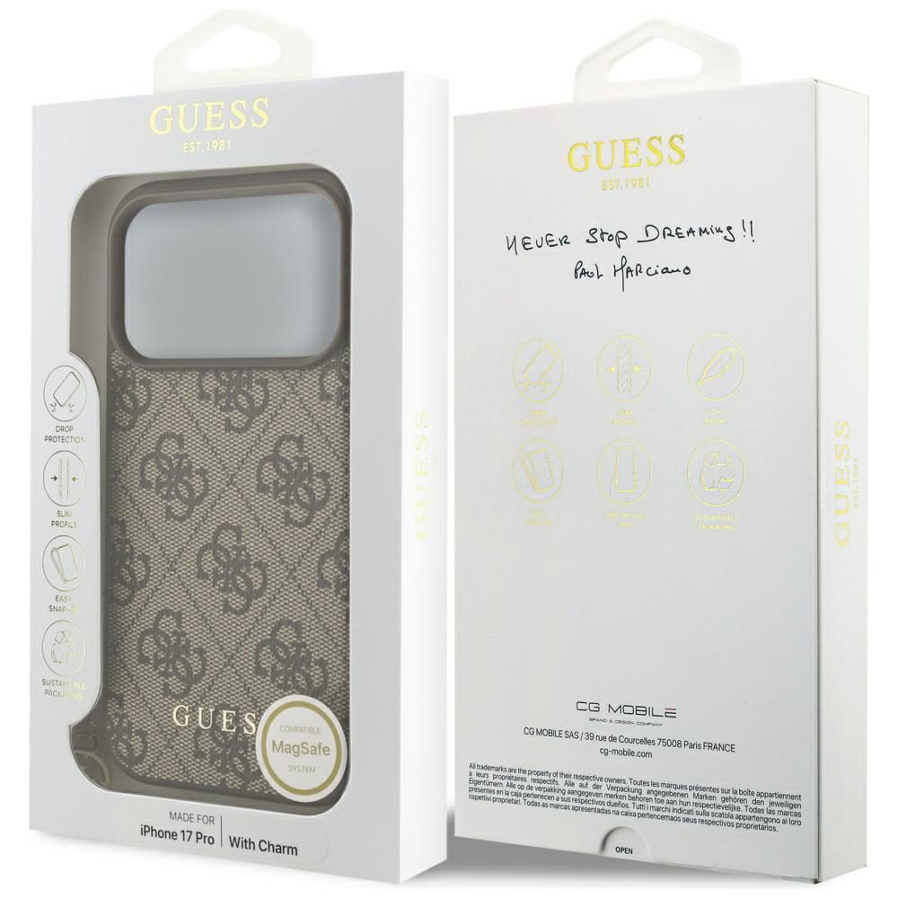 Guess 4G Charms Collection MagSafe case for iPhone 17 Pro - browneng