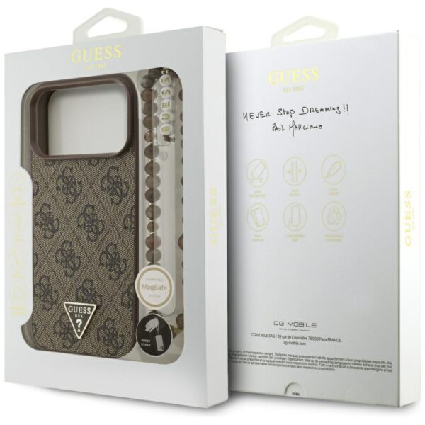 Guess 4G Strap Triangle Logo MagSafe Case for iPhone 17 Pro Max - Browneng