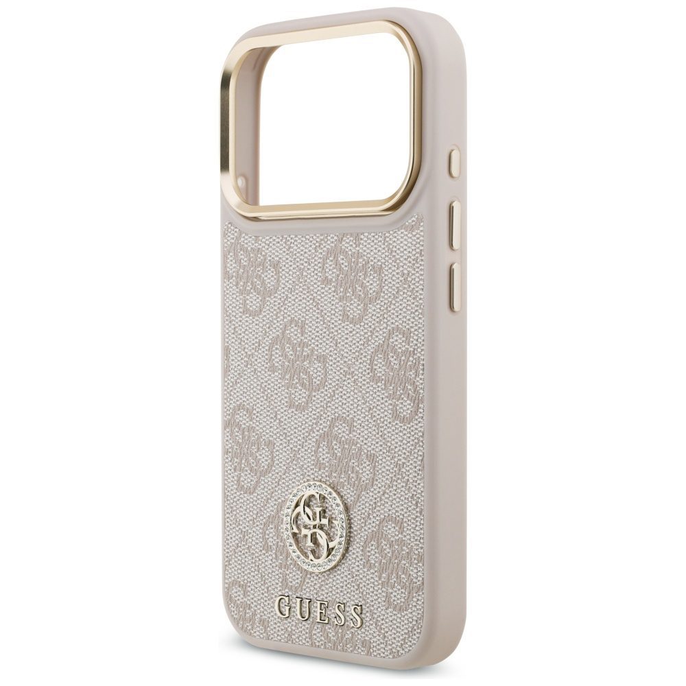 200764_6 Guess 4G Strass Logo & Big Strap Metal Buttons MagSafe Case for iPhone 17 Pro - Pinkeng