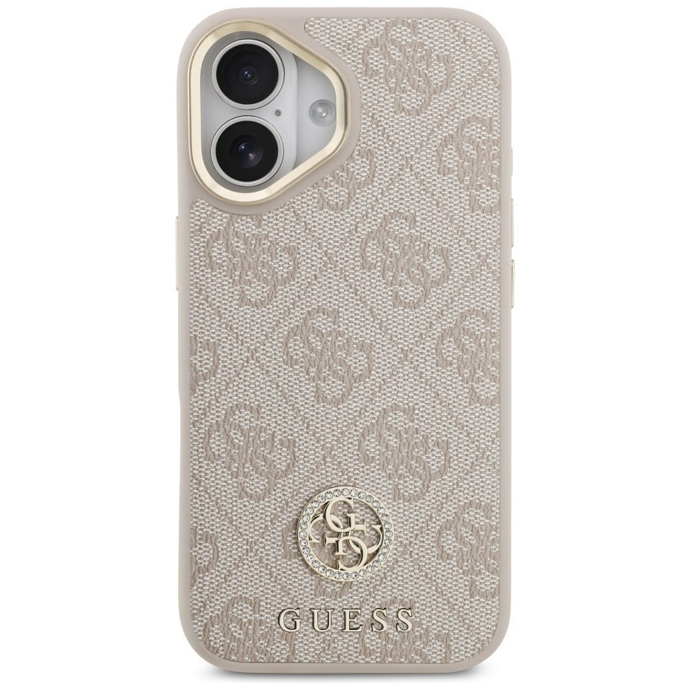 200765_3 Guess 4G Strass Logo & Big Strap Metal Buttons MagSafe Case for iPhone 17 - Pinkeng