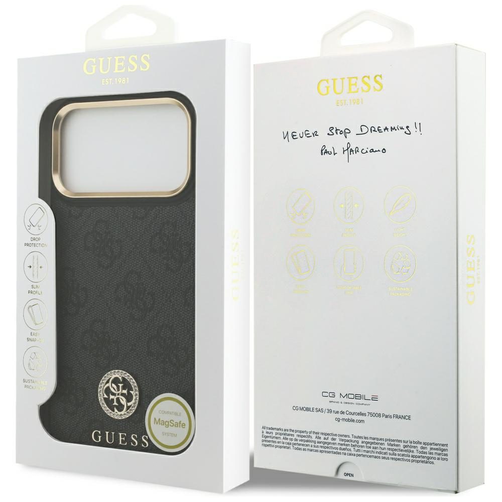 Guess 4G Strass Logo MagSafe Case for iPhone 17 Pro Max - Blackeng