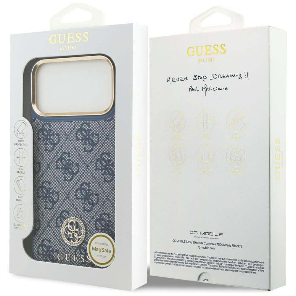Guess 4G Strass Logo MagSafe Case for iPhone 17 Pro Max - Blueeng