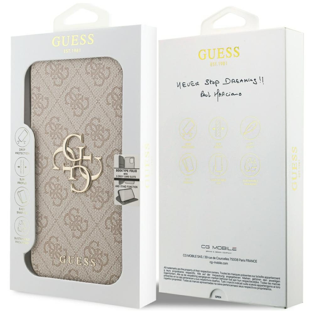 Guess Book 4G Metal Logo Case for iPhone 17 Pro Max - Pinkeng