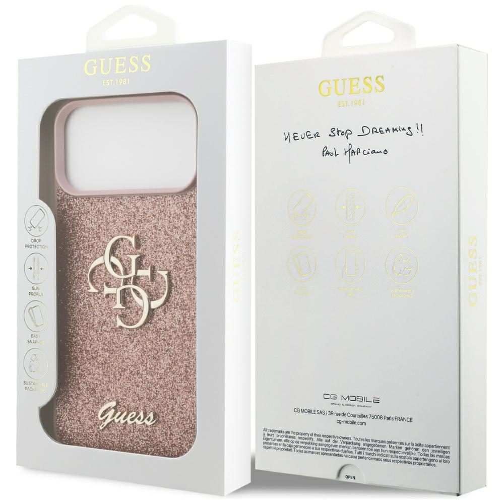 200825_8 Guess Fixed Glitter Big 4G Case for iPhone 17 Pro Max - Pinkeng