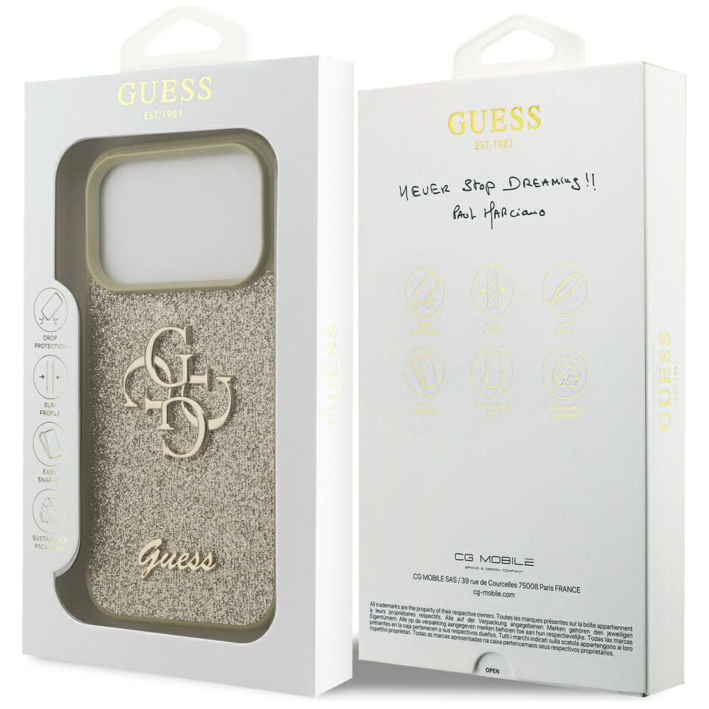 200828_8 Guess Fixed Glitter Big 4G case for iPhone 17 Pro - goldeng