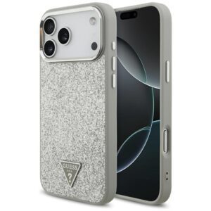 Guess Glitter Triangle Logo MagSafe case for iPhone 17 Pro Max - silvereng