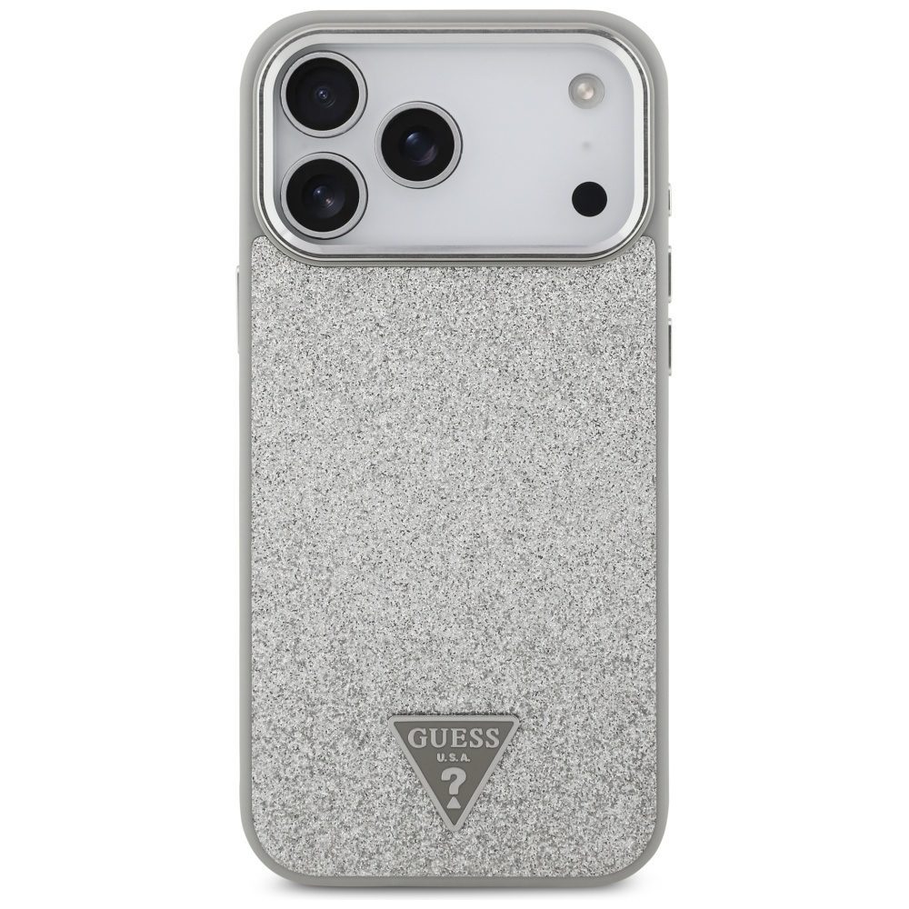 200835_3 Guess Glitter Triangle Logo MagSafe case for iPhone 17 Pro Max - silvereng