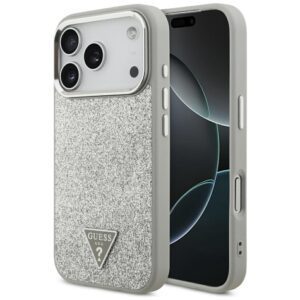 Guess Glitter Triangle Logo MagSafe case for iPhone 17 Pro - silvereng