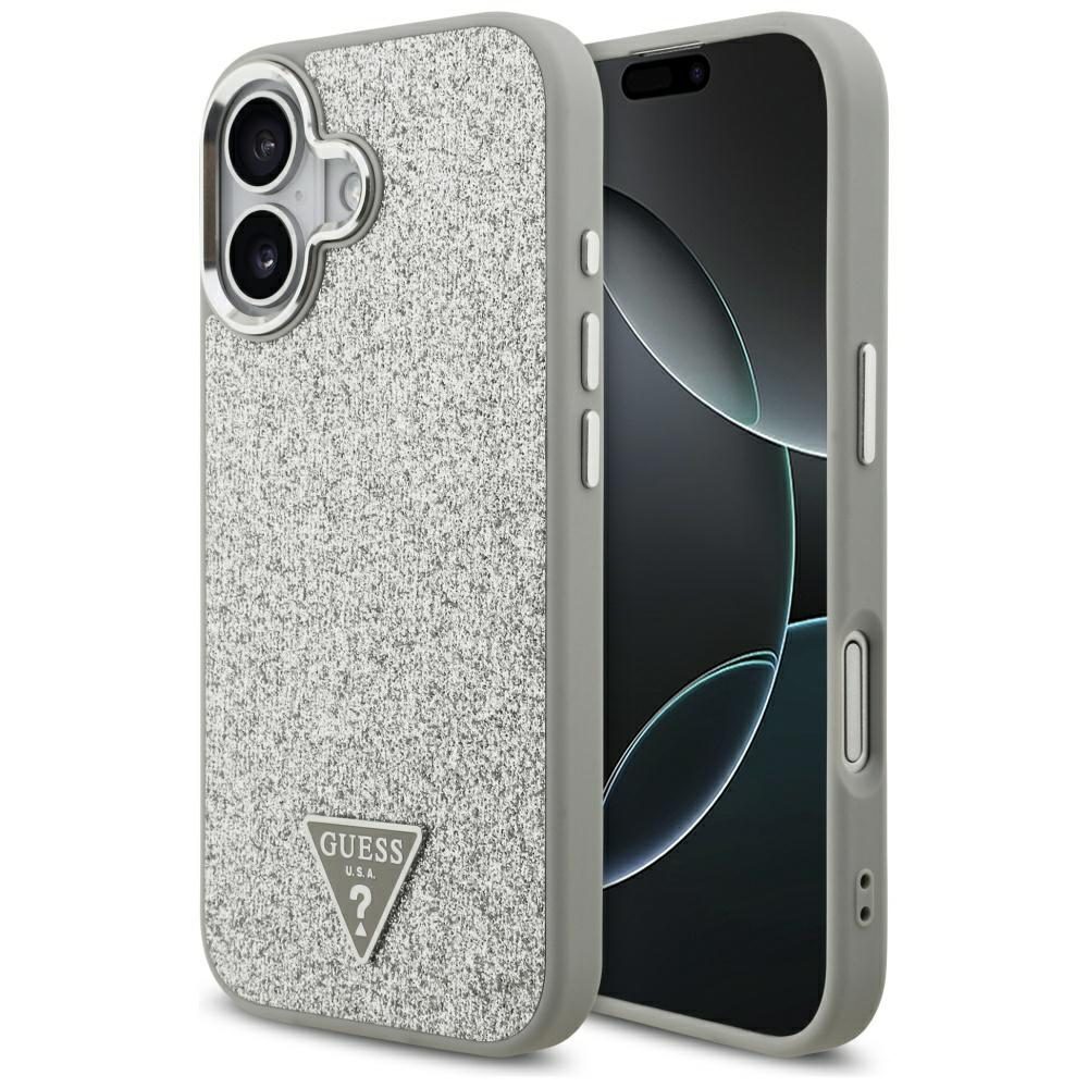 Guess Glitter Triangle Logo MagSafe case for iPhone 17 - silvereng