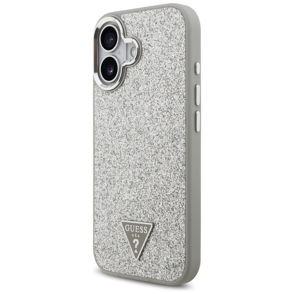 Guess Glitter Triangle Logo MagSafe case for iPhone 17 - silvereng
