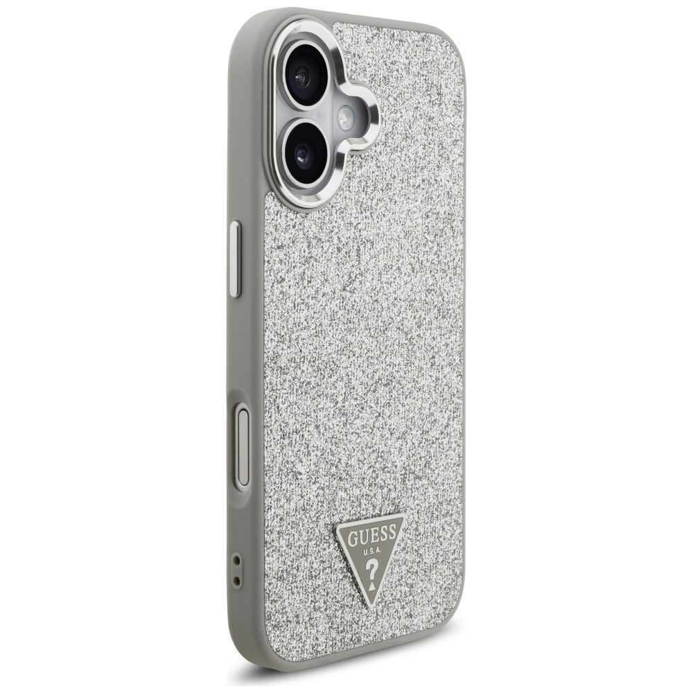 Guess Glitter Triangle Logo MagSafe case for iPhone 17 - silvereng