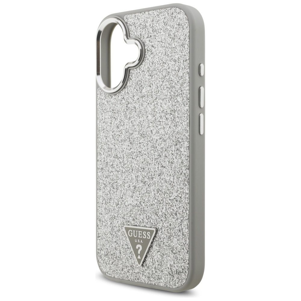Guess Glitter Triangle Logo MagSafe case for iPhone 17 - silvereng