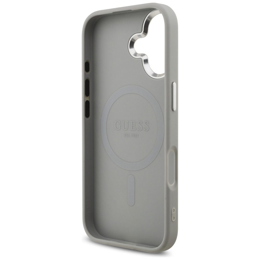 Guess Glitter Triangle Logo MagSafe case for iPhone 17 - silvereng