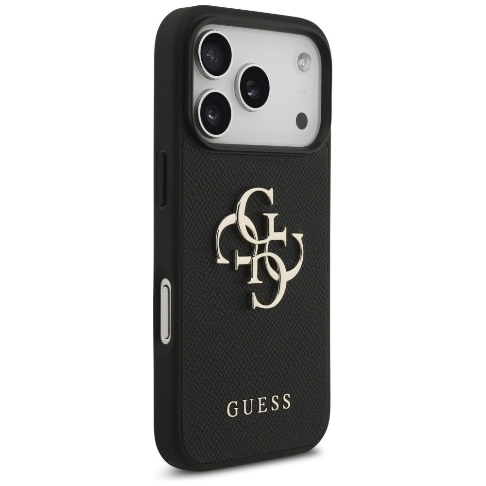 200839_4 Guess Grained Big 4G & Classic Logo case for iPhone 17 Pro - blackeng