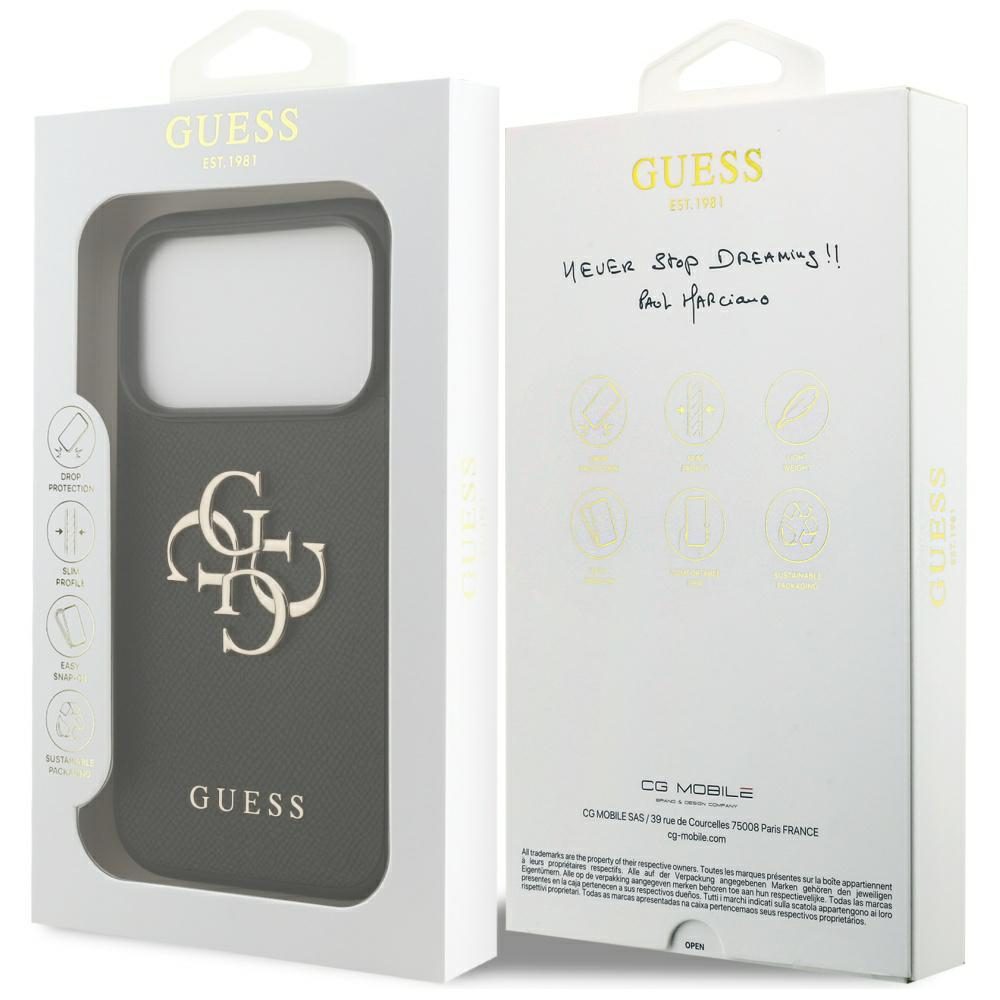 200839_8 Guess Grained Big 4G & Classic Logo case for iPhone 17 Pro - blackeng