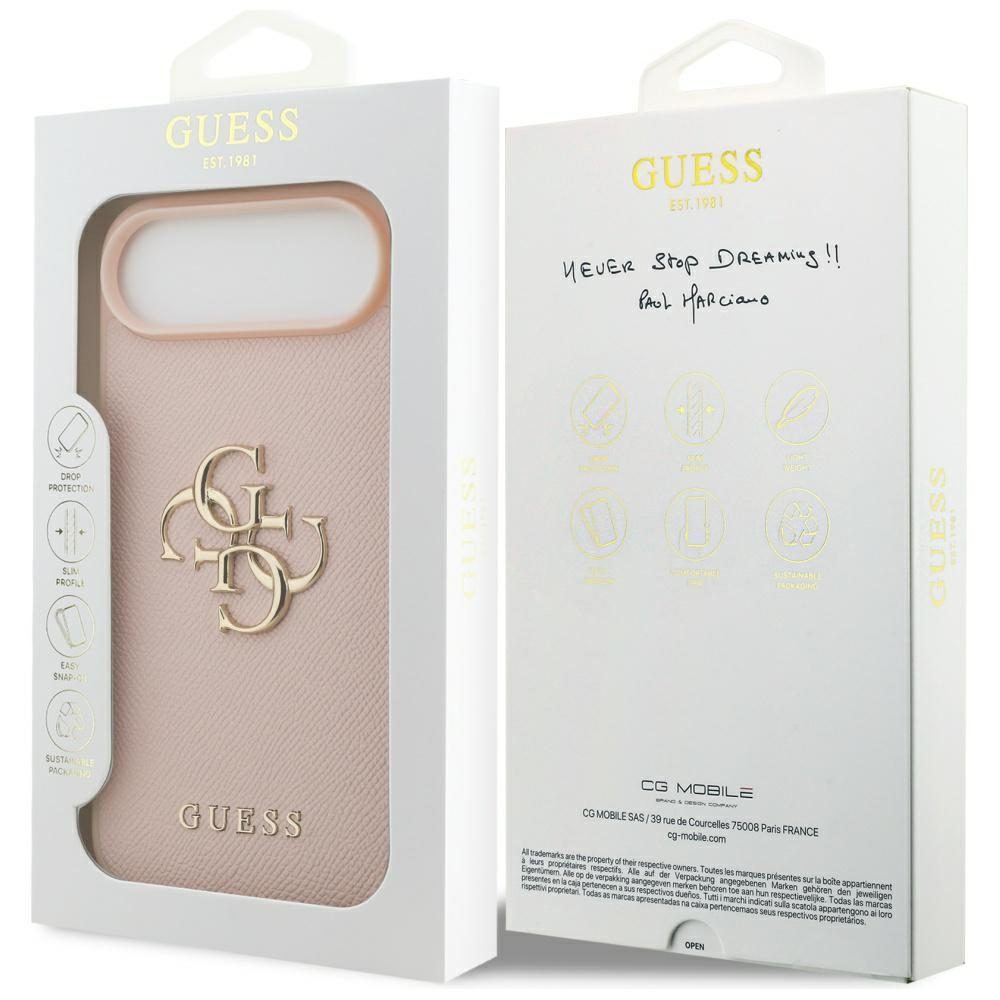 200845_8 Guess Grained Big 4G & Classic Logo iPhone Air Case - Pinkeng