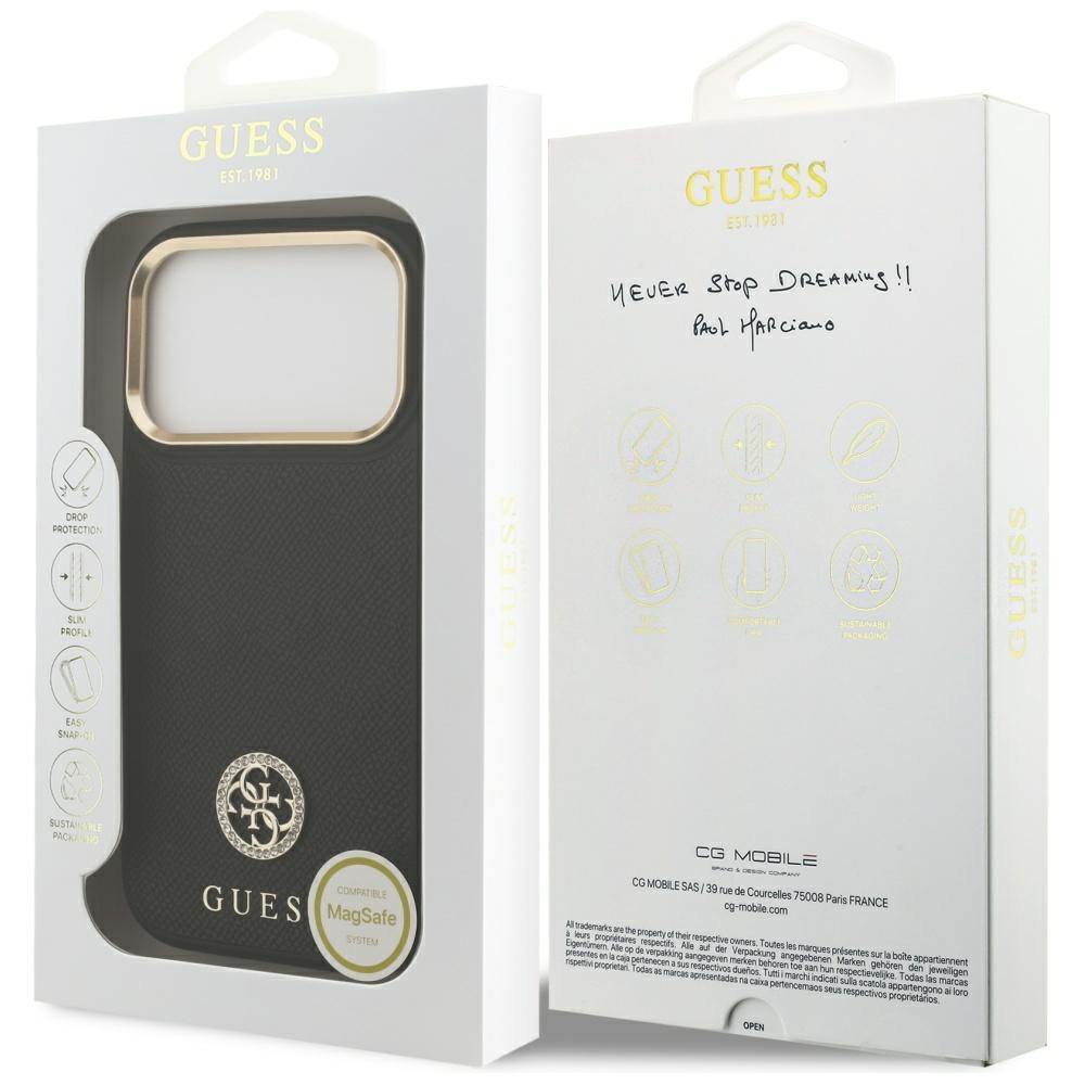Guess Grained Strass Logo MagSafe case for iPhone 17 Pro - blackeng
