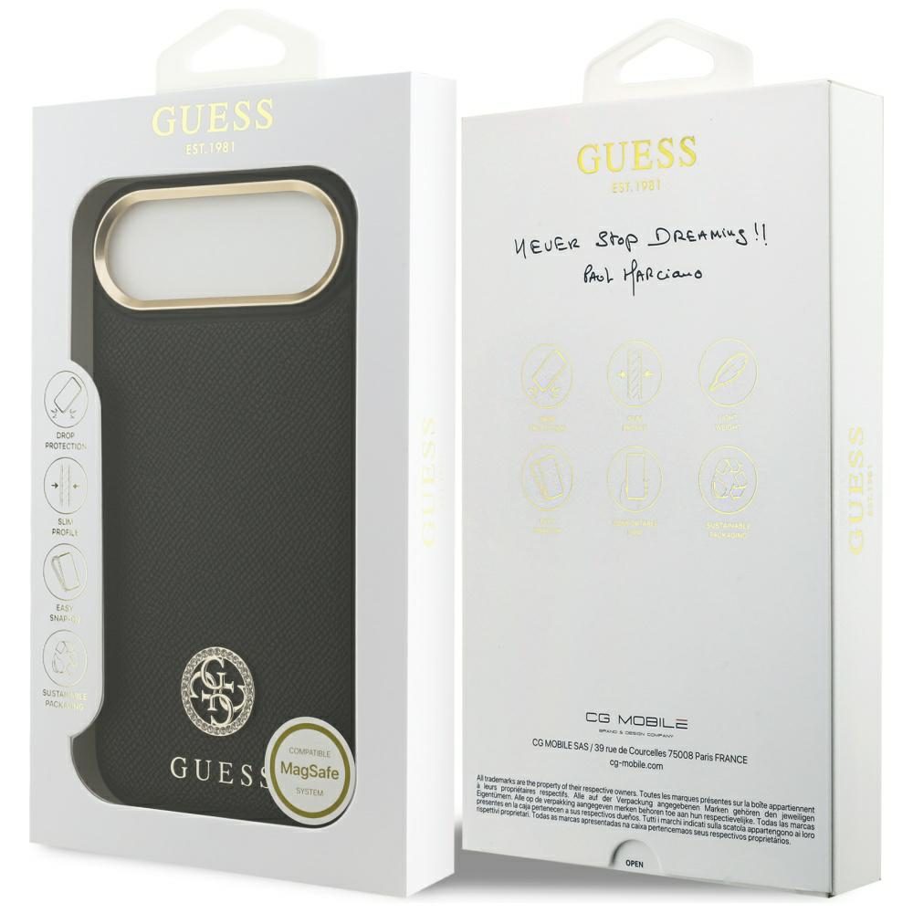 Guess Grained Strass Logo MagSafe case for iPhone Air - blackeng