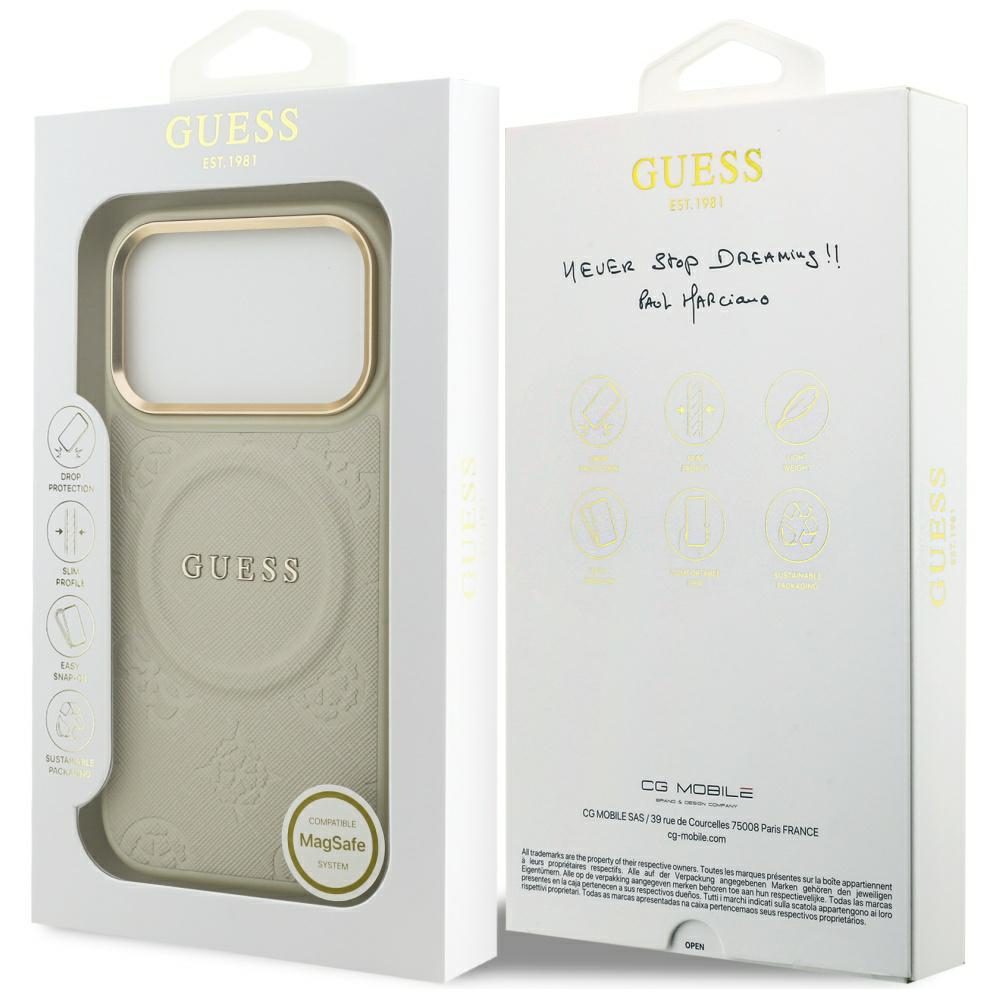 200879_8 Guess Peony Hot Stamp MagSafe Case for iPhone 17 Pro - Beigeeng