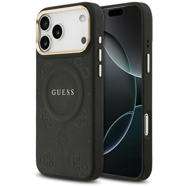 Guess Peony Hot Stamp MagSafe Case for iPhone 17 Pro Max - Blackeng