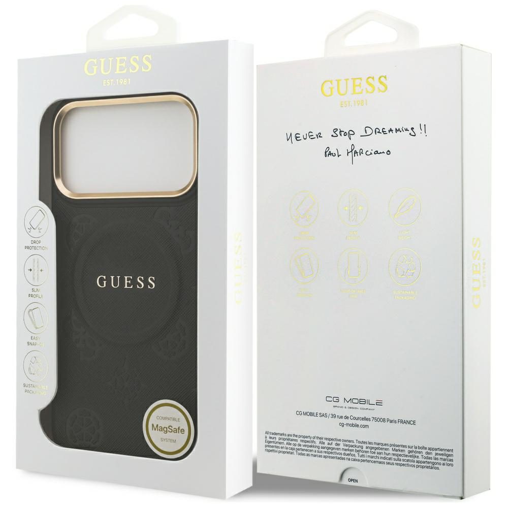 Guess Peony Hot Stamp MagSafe Case for iPhone 17 Pro Max - Blackeng