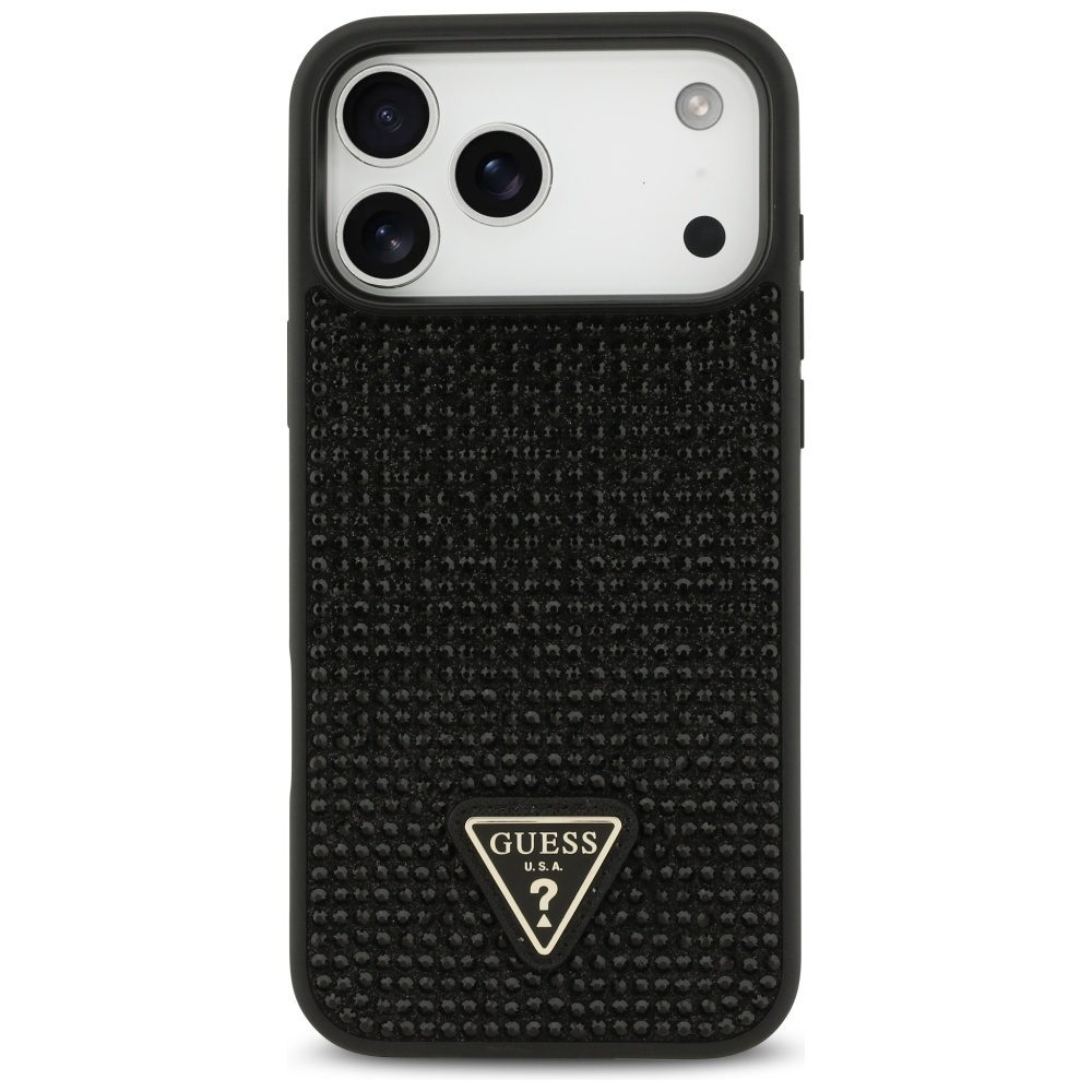 200890_3 Guess Rhinestone Triangle Logo Case for iPhone 17 Pro Max - Blackeng