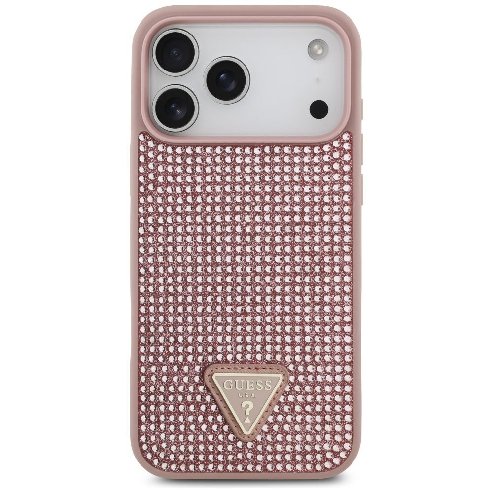 200891_3 Guess Rhinestone Triangle Logo Case for iPhone 17 Pro Max - Pinkeng