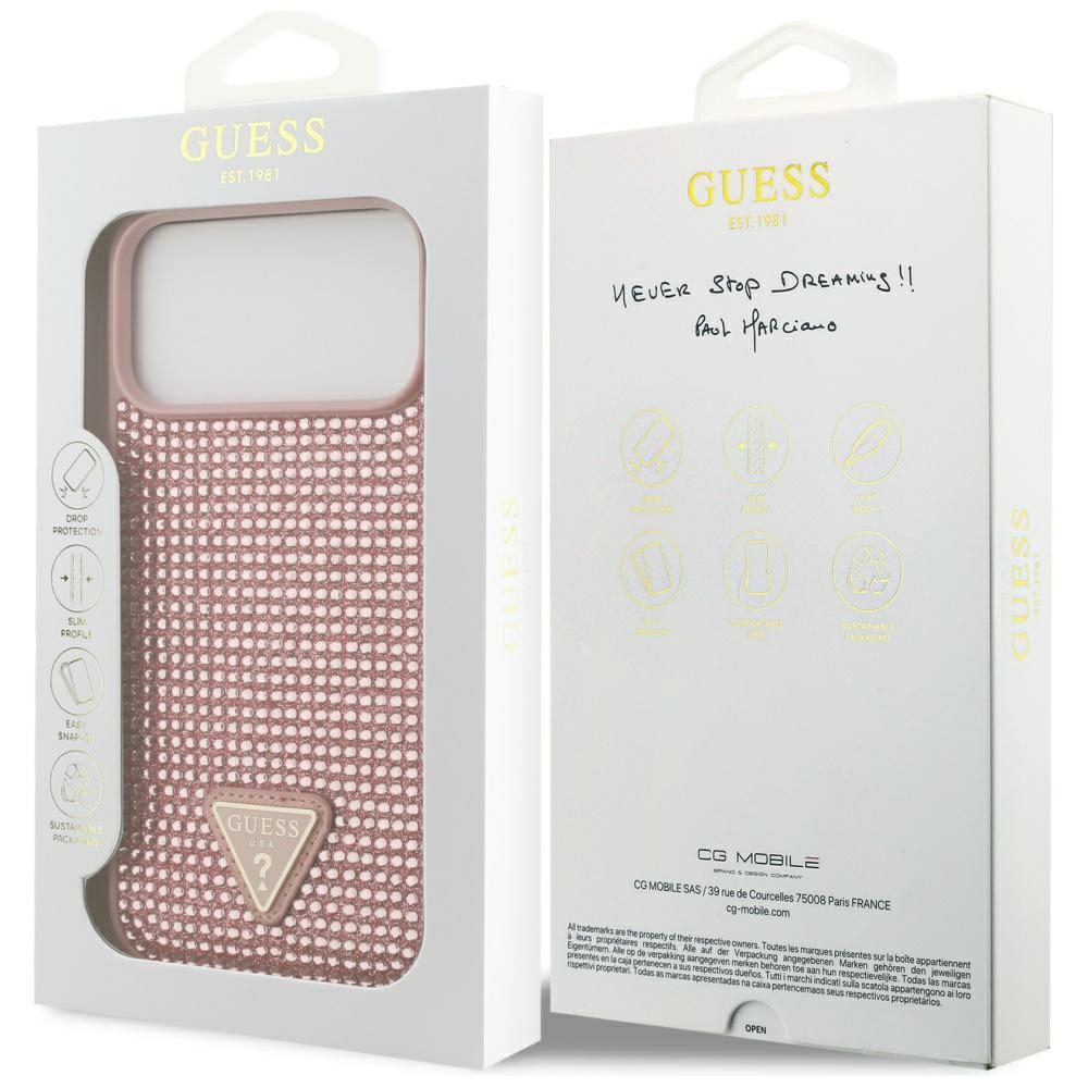 200891_8 Guess Rhinestone Triangle Logo Case for iPhone 17 Pro Max - Pinkeng