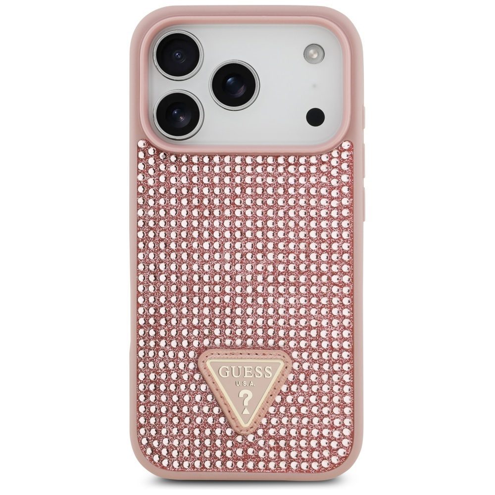 200893_3 Guess Rhinestone Triangle Logo iPhone 17 Pro Case - Pinkeng