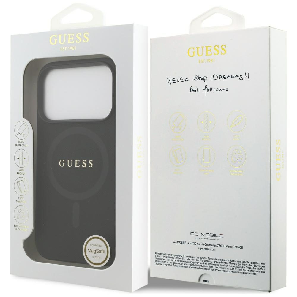 Guess Saffiano Classic Logo MagSafe Case for iPhone 17 Pro - Blackeng