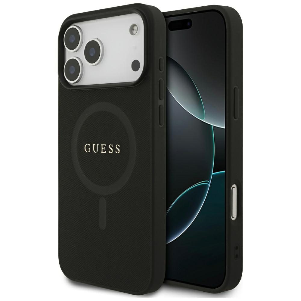 200897_1 Guess Saffiano Classic Logo MagSafe Case for iPhone 17 Pro Max - Blackeng