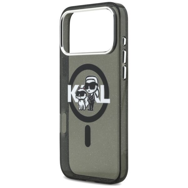 Karl Lagerfeld IML Glitter Karl & Choupette Sketch Logo MagSafe Case for iPhone 17 Pro Max - Blackeng