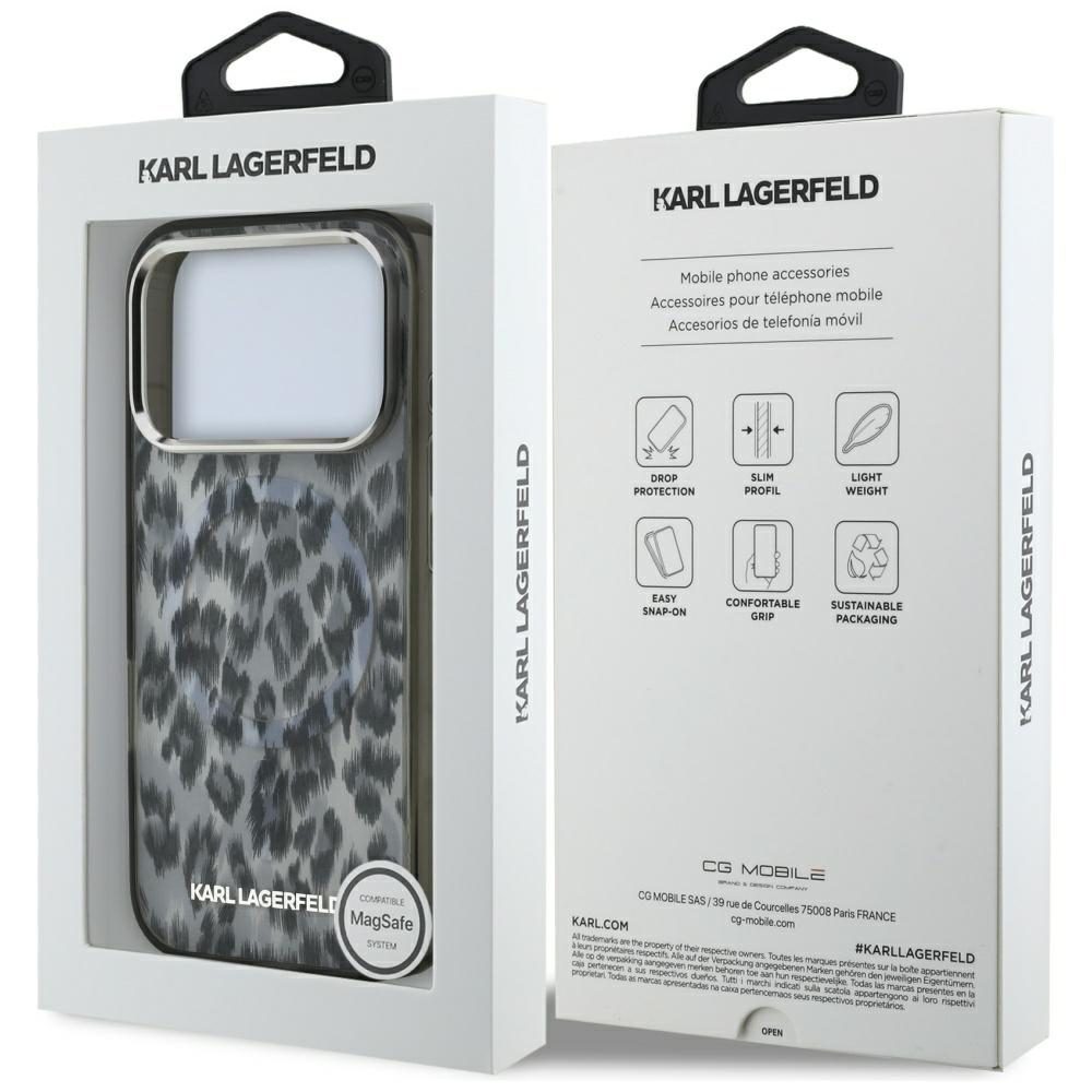 Karl Lagerfeld IML Leopard Pattern MagSafe Case for iPhone 17 Pro - Blackeng