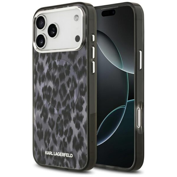Karl Lagerfeld IML Leopard Pattern MagSafe Case for iPhone 17 Pro Max - Blackeng
