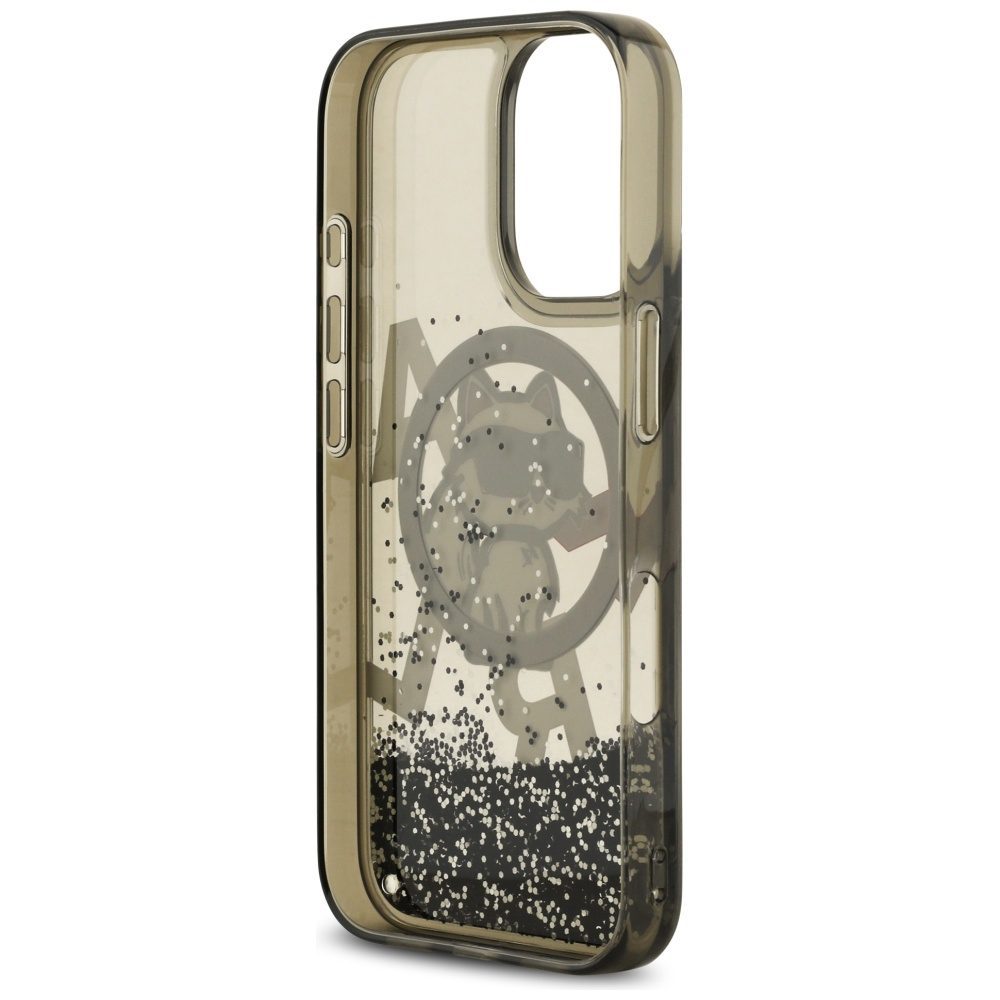 Karl Lagerfeld Liquid Glitter Choupette Logo MagSafe iPhone 17 Case - Blackeng