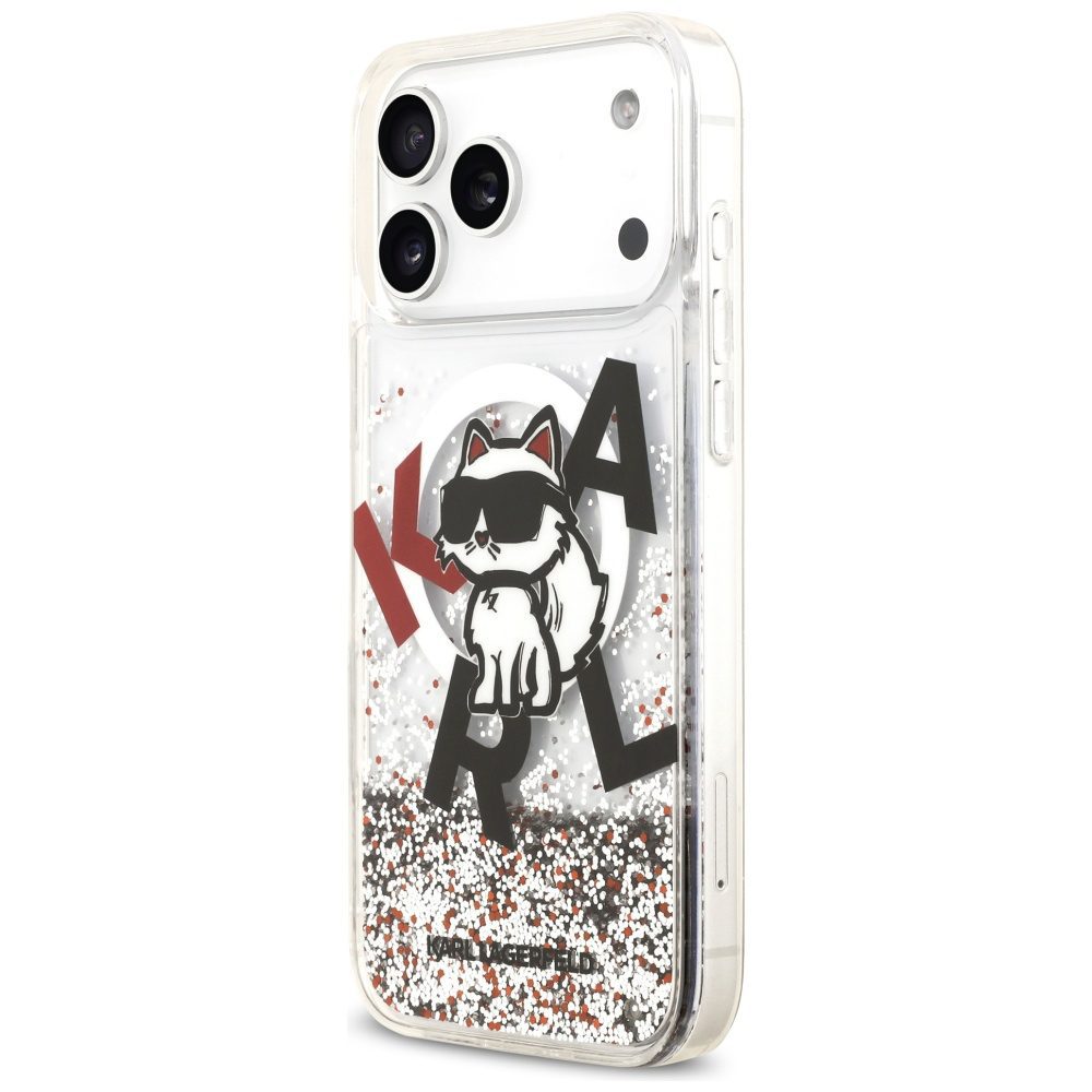 Karl Lagerfeld Liquid Glitter Choupette Logo MagSafe Case for iPhone 17 Pro Max - Cleareng
