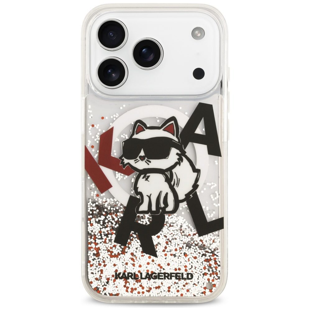 Karl Lagerfeld Liquid Glitter Choupette Logo MagSafe Case for iPhone 17 Pro - Cleareng