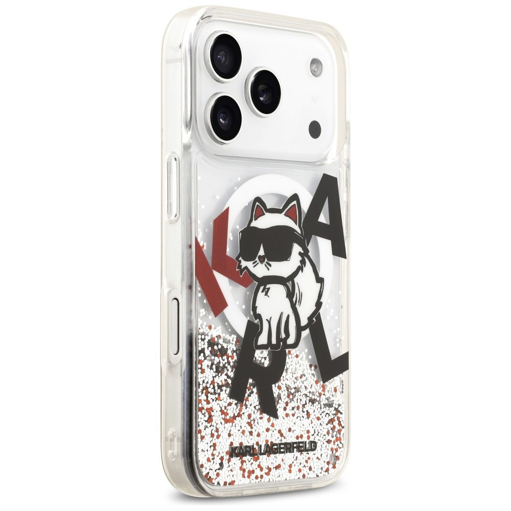 Karl Lagerfeld Liquid Glitter Choupette Logo MagSafe Case for iPhone 17 Pro - Cleareng