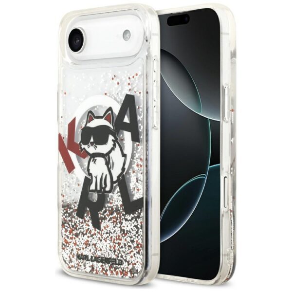 Karl Lagerfeld Liquid Glitter Choupette Logo MagSafe iPhone Air Case - Cleareng