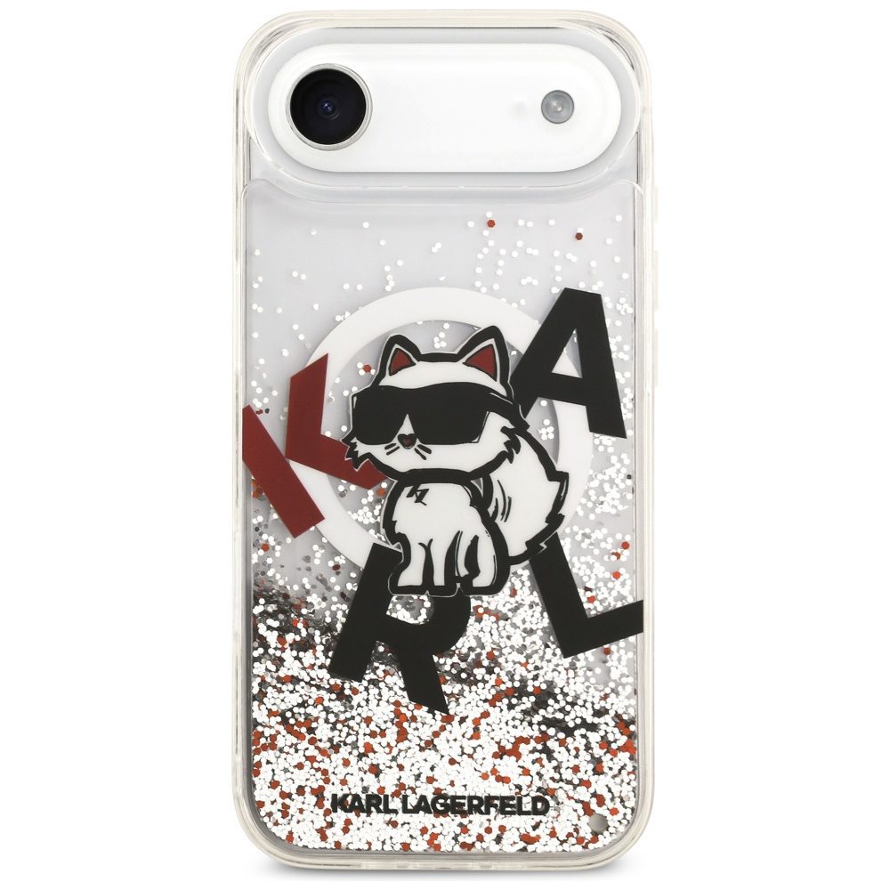 Karl Lagerfeld Liquid Glitter Choupette Logo MagSafe iPhone Air Case - Cleareng