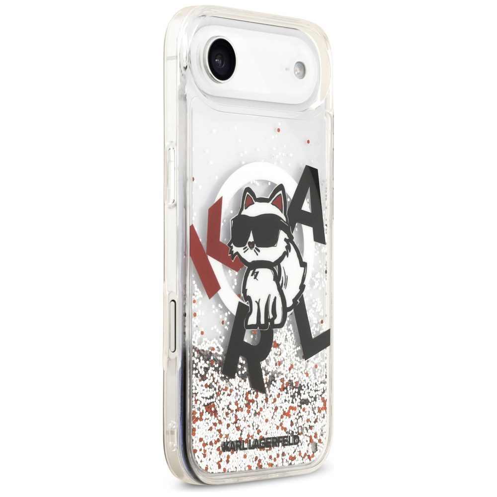 Karl Lagerfeld Liquid Glitter Choupette Logo MagSafe iPhone Air Case - Cleareng