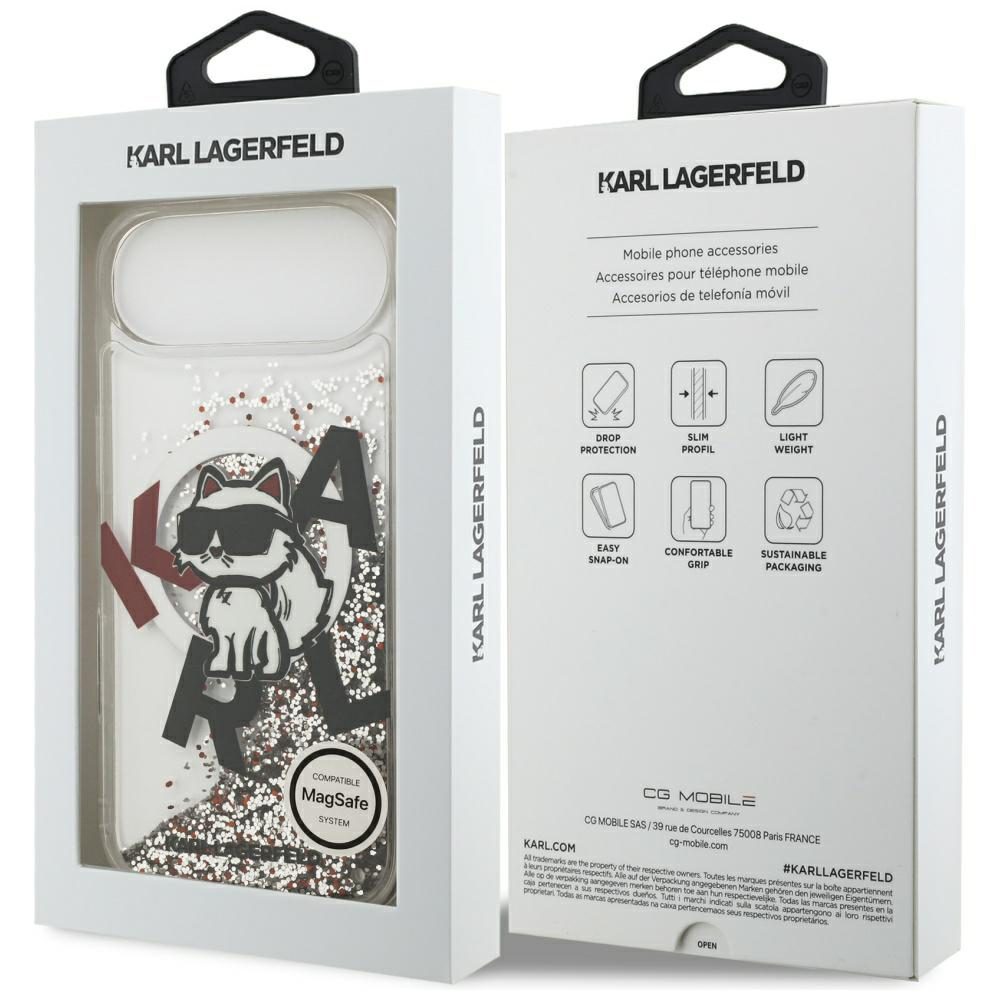Karl Lagerfeld Liquid Glitter Choupette Logo MagSafe iPhone Air Case - Cleareng