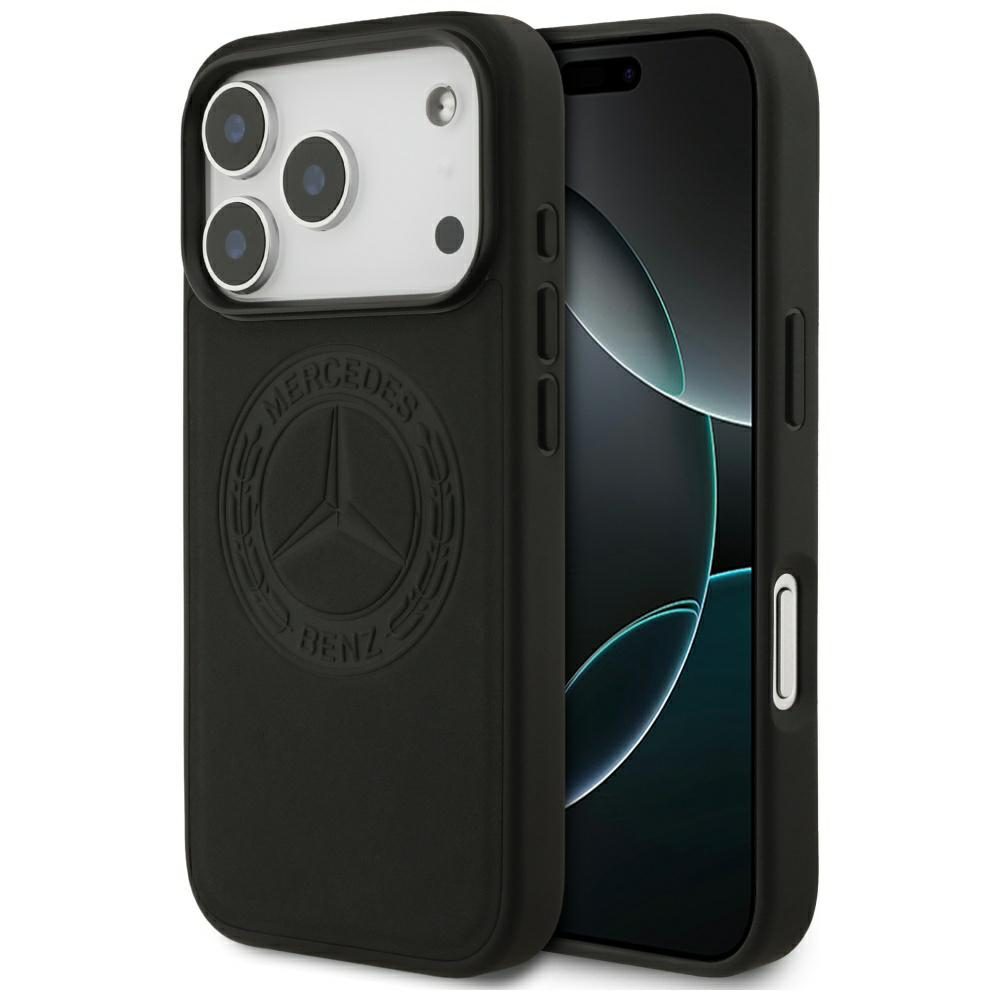 Mercedes Leather Vintage Logo MagSafe Case for iPhone 17 Pro - Blackeng