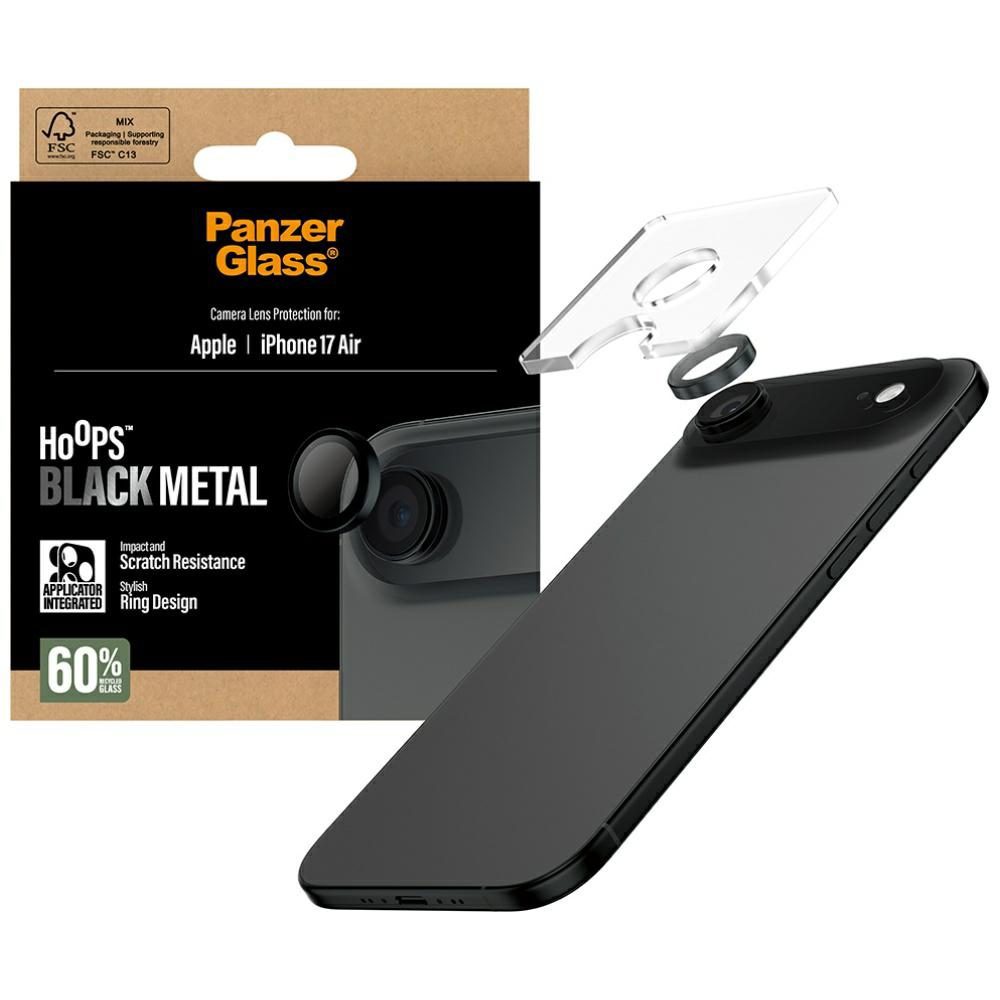 PanzerGlass Hoops Tempered Glass Lens Screen Protector for iPhone Air Blackeng