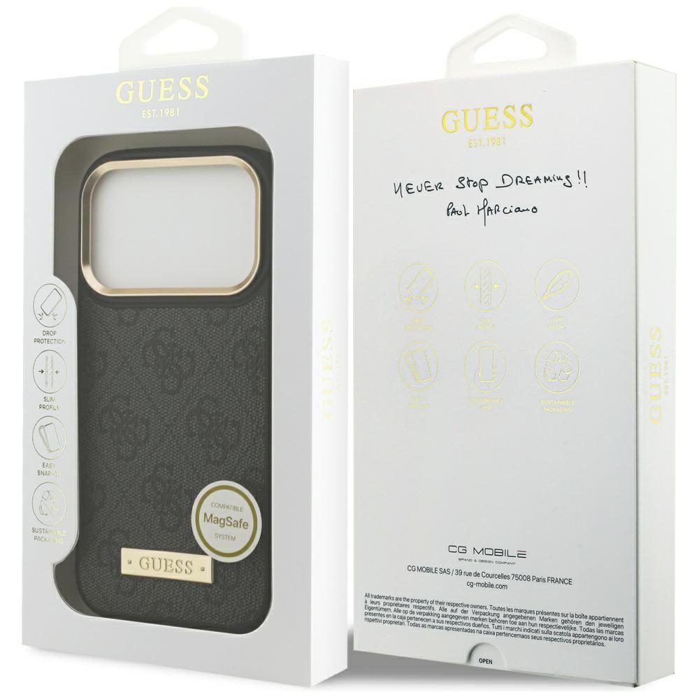 Guess 4G Logo Plate MagSafe Case for iPhone 17 Pro - Blackeng