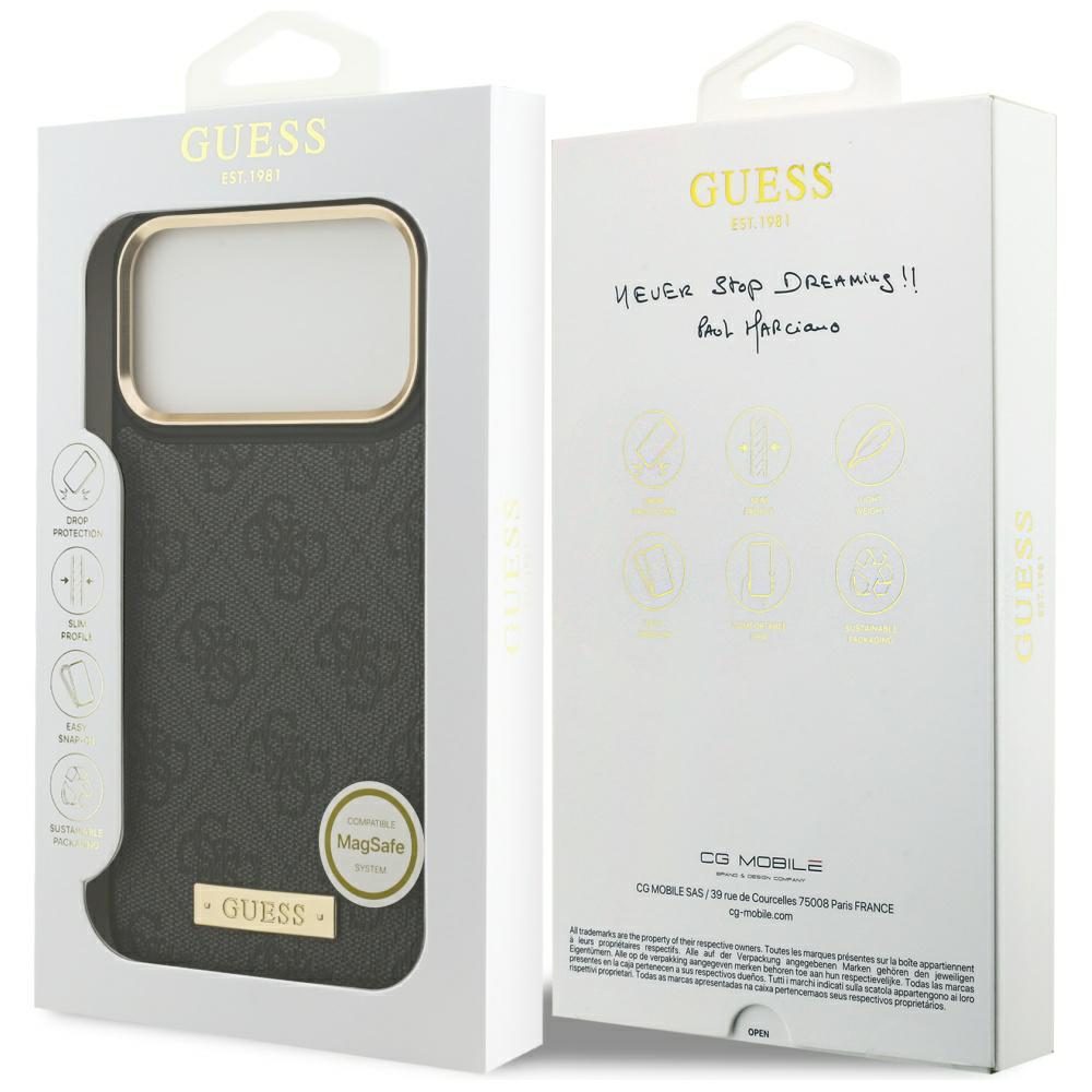 Guess 4G Logo Plate MagSafe Case for iPhone 17 Pro Max - Blackeng