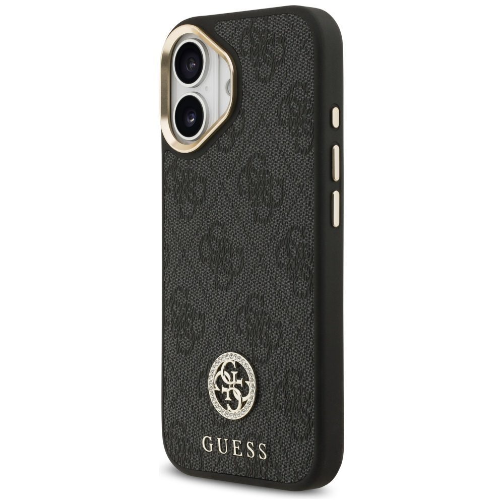 Guess 4G Strass Logo & Big Strap Metal Buttons MagSafe Case for iPhone 17 - Blackeng