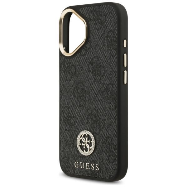 Guess 4G Strass Logo & Big Strap Metal Buttons MagSafe Case for iPhone 17 - Blackeng